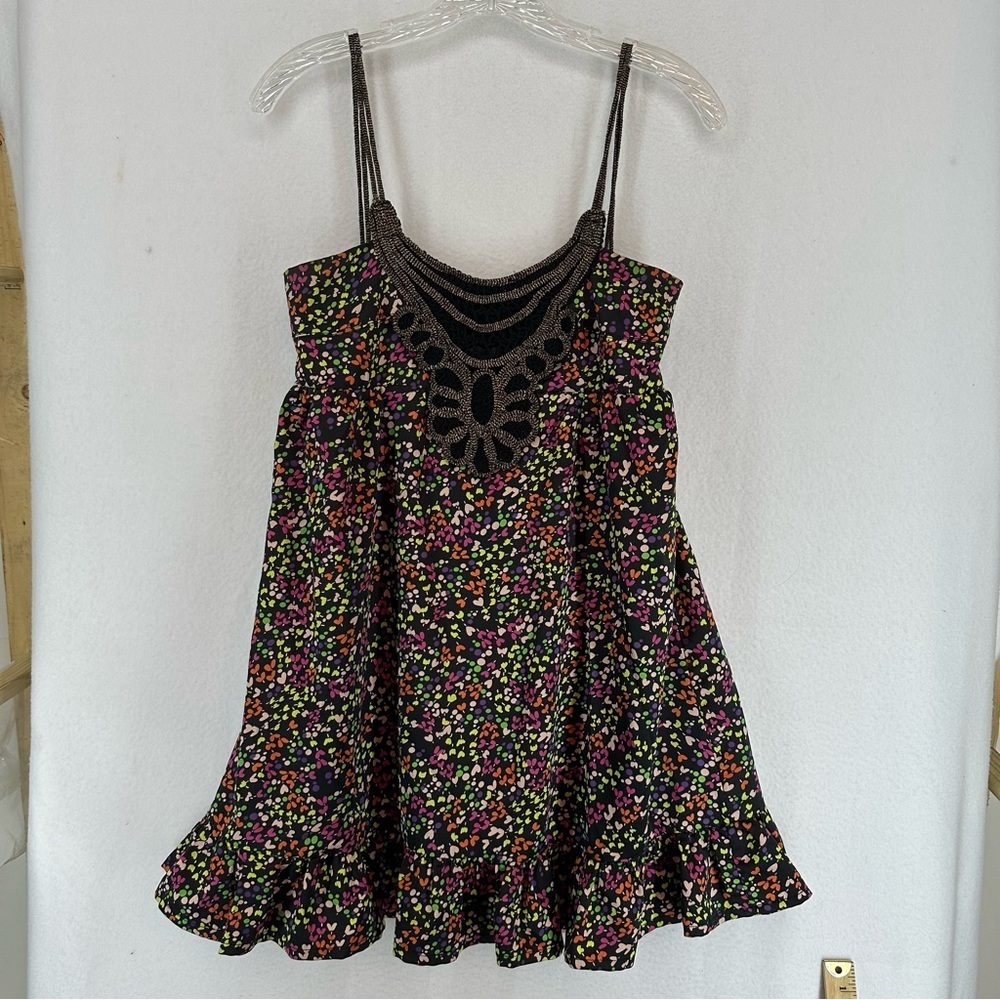 Valerie Tolosa Empire Tunic PolkaDot Print Fully Lined Mini Dress Size‎ 0 Multi